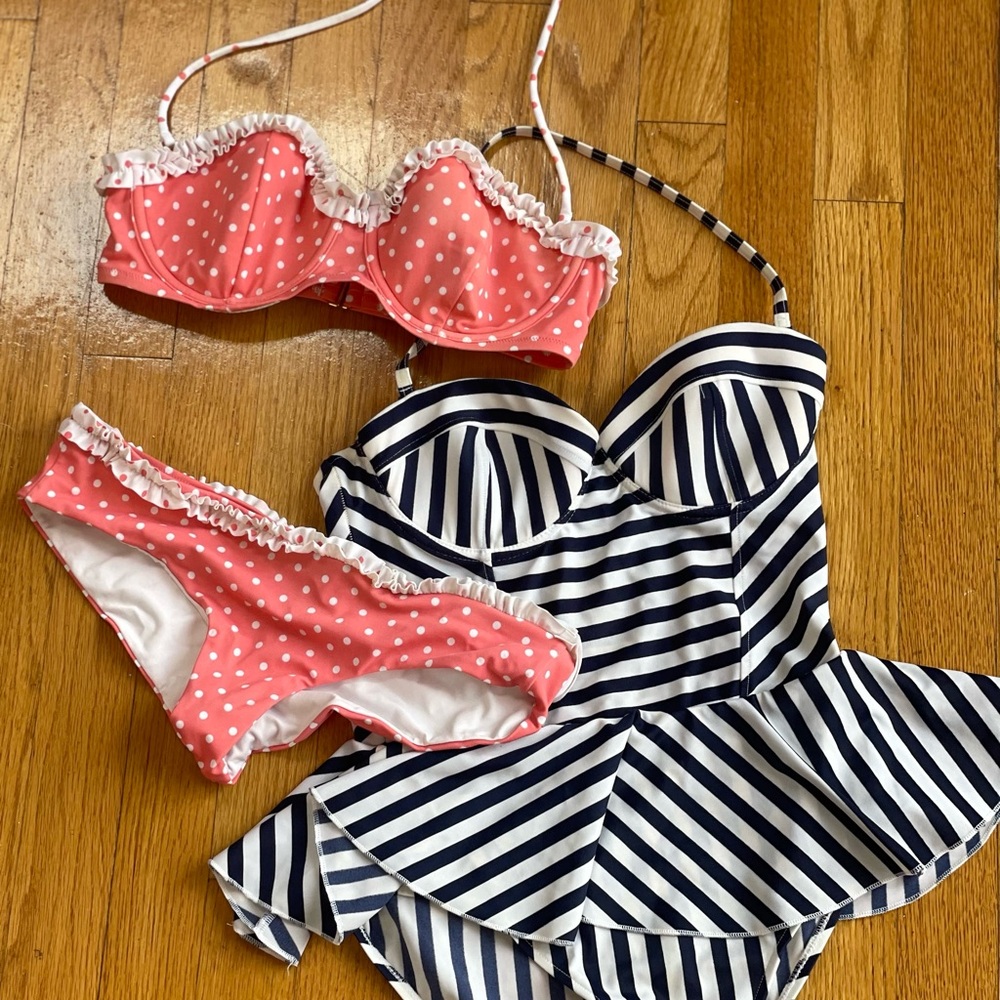 ASOS Pink Polka Dot and Victoria Secret’s Navy Striped Bikini Bundle